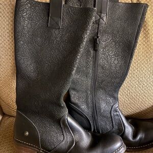 Neosen Spain Black Leather Suede Lace Toole printed Riding Boots Size 40